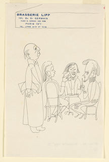 Drawing, Brasserie Lipp III (Waiter and Restaurant Patrons)