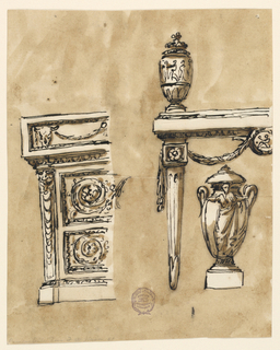 Drawing, Cabinet, Console Table and Urns