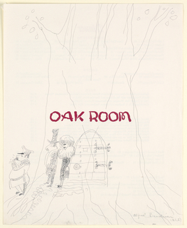 Drawing, Oak Room (Doorman Calling Taxi for a Couple)