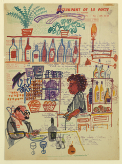 Drawing, Bar Interior, Restaurant de la Poste
