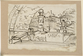 Drawing, Stage Design, Group of Antique Buildings