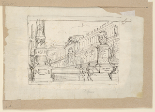 Drawing, Curtain Design, Soldiers at a Flight of Steps