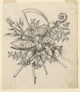 Drawing, Trophy with Winged Hourglass