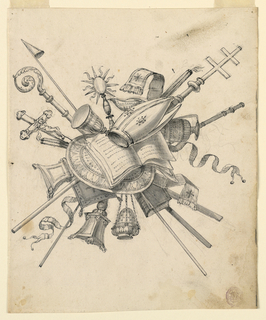 Drawing, Trophy with Ecclesiastical Objects