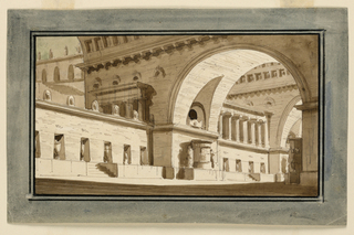 Drawing, Stage Design, Exterior of Palace, Sepulchral Hall