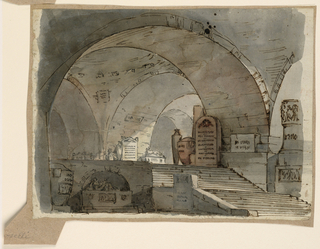 Drawing, Stage Design, Underground Vaulted Space with Tombs