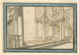 Drawing, Stage Design: Atrium of a Villa