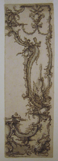 Drawing, Design for Panel Decoration with Rocaille Ornament