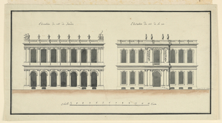 Drawing, Garden and Street Elevations of a Small Palace