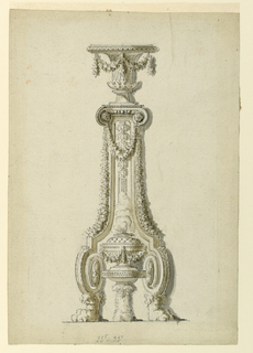 Drawing, Design for a carved wooden flower stand