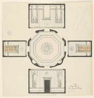 Drawing, Plan for an octagonal room