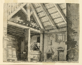 Drawing, Stage Design, Interior of a Country Lodging