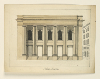 Drawing, Elevation of the Théatre Royal des Italiens, Paris