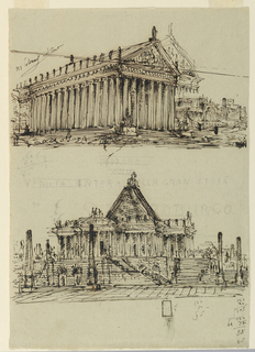 Drawing, Stage Design, Exterior of Temples