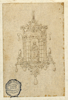 Drawing, Design for a Pendant with Sitting Woman with Book