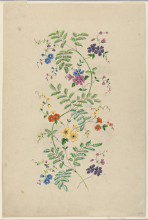 Drawing, Design for a Vertical Rinceau for a Woven Fabric