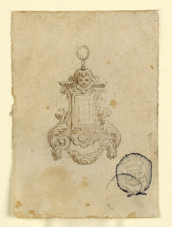 Drawing, Design for a Pendant with Leaf Volutes and Child's Head