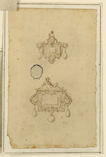 Drawing, Design for Two Brooches Depicting a Man and Woman