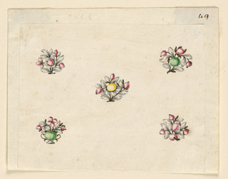 Drawing, Design for five small pins