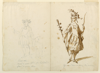 Drawing, Costume Design: Youth and Diana for a Ballet