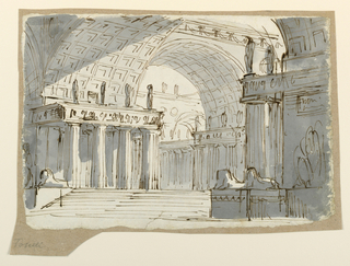 Drawing, Stage Design, Vaulted Classical Building