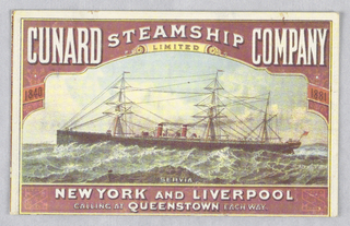 Advertisement Card, Cunard Steamship Co.