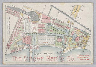 Souvenir Card, Map of the World's Columbian Exposition, The Singer Man'fg. Co.