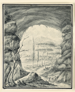 Drawing, Figures on a Rocky Pass