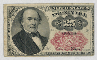 Bank Note, United States, Twenty Five Cents, Fractional Currency
