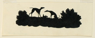 Silhouette, Two Dogs Near Some Bushes