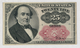 Bank Note, United States, Twenty Five Cents, Fractional Currency