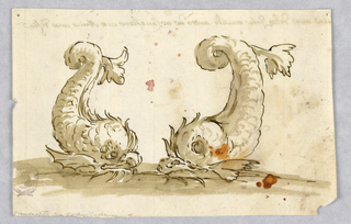 Drawing, Project for a Fountain with Two Dolphins