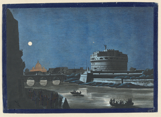 Peep-show Print, Peep-Show Picture, View of the Castel de St. Angelo and St. Peter's, Rome