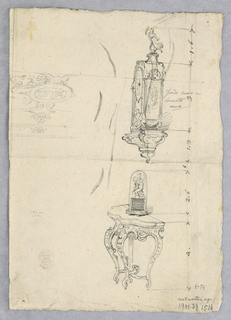 Drawing, Design for a Clock and Console