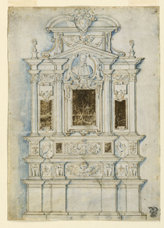 Drawing, Design for a sepulchral wall monument