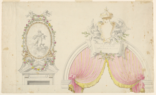 Drawing, Overdoors: Kneeling Saint