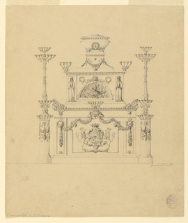 Drawing, Furniture with Arms and Candelabra