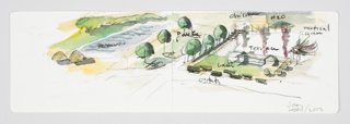 Drawing, Arthur Ross Terrace and Garden, Cooper Hewitt, Smithsonian Design Museum, New York, NY: Aerial view of Central Park, Fifth Avenue and Garden