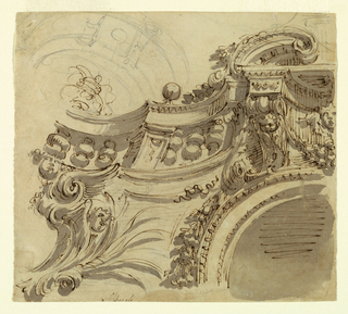 Drawing, Design for a Ceiling with Balustrade