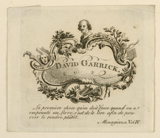 Print, Book-Plate of David Garrick (1717–1779)