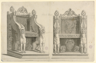 Drawing, Design for a Throne of the Priest of Bacchus, after Ancient Marble