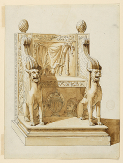 Drawing, Antique Chair with Bacchic Themes