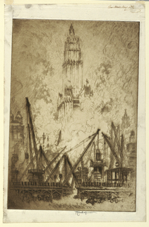 Print, Caissons on Vesey Street