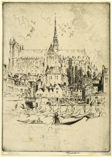 Print, Amiens from the River