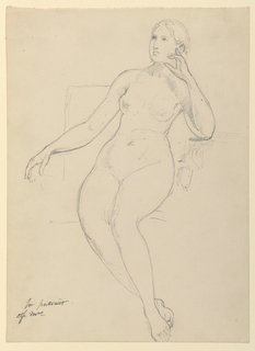 Drawing, Seated Female Nude