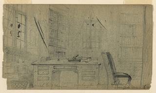 Drawing, Washington Irving's Library at Sunnyside