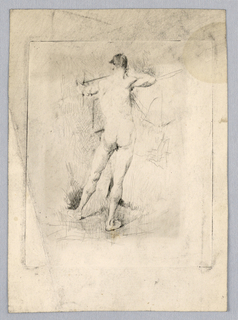 Print, Nude Man Aiming a Bow