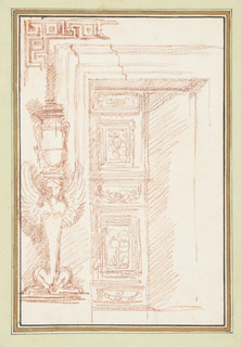 Drawing, Renaissance doorway with Egyptian vase
