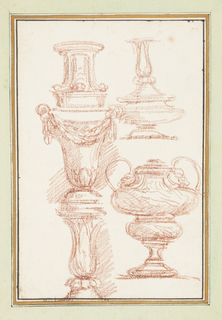 Drawing, Baluster, urns and pedestal