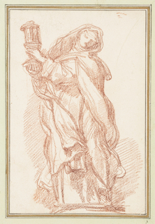 Drawing, St. Clare on façade of S. Silvestro in Capite